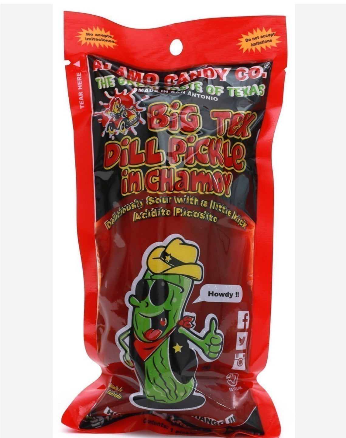Big Tex dill pickle in chamoy